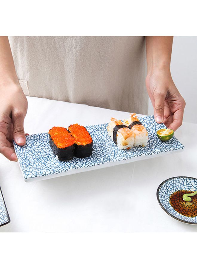 Rectangular Sushi Dinner Plate Blue/White 10inch
