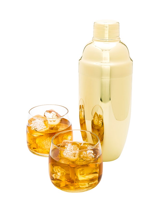 Restaurantware-Bar Lux 24 Ounce Cocktail Shaker, 1 Heavy-Duty Cobbler Shaker - Leak-Resistant, For Homes, Bars, Parties, or Restaurants, Gold-Plated Stainless Steel Martini Shaker,