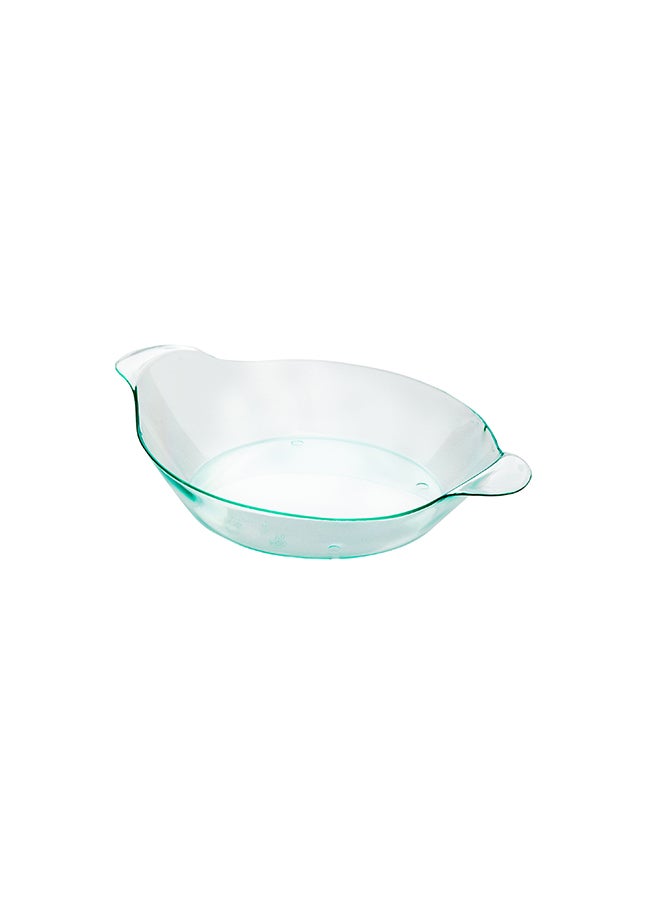 Restaurantware-3.8 x 2.5 Inch Mini Handled Plates, 100 Durable Appetizer Plates - With Handles, Disposable, Seagreen Plastic Handled Plates, Suitable For Cold Foods