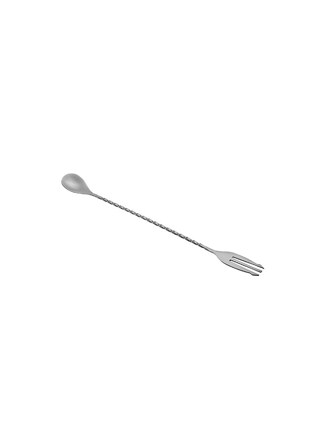 Restaurantware-Bar Lux 12 Inch Bar Spoon, 1 Fork Tip Cocktail Stirrer Spoon - Long, Commercial, Black-Plated Stainless Steel Cocktail Mixing Spoon, For Stirring And Mixing For Professionals