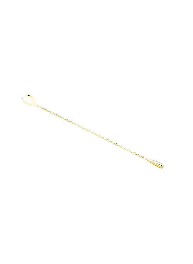 Restaurantware-Bar Lux 16 Inch Bar Spoon, 1 Corkscrew Handle Cocktail Stirrer Spoon - Long, Commercial, Gold-Plated Stainless Steel Cocktail Mixing Spoon, For Stirring And Mixing