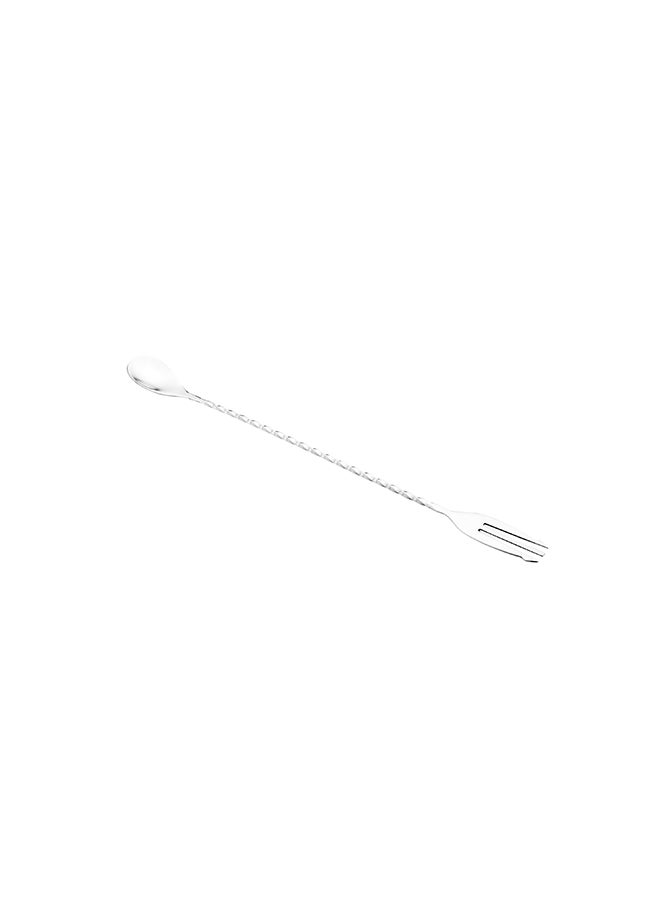 Restaurantware-Bar Lux 12 Inch Bar Spoon, 1 Fork Tip Cocktail Stirrer Spoon - Long, Commercial, Stainless Steel Cocktail Mixing Spoon, For Stirring And Mixing For Professionals