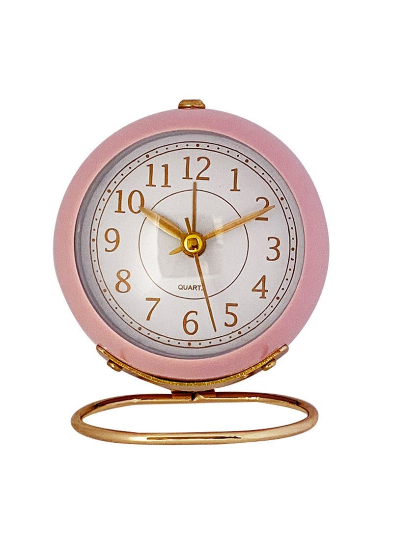 Factory Direct Luxury Metal Creative Simple Alarm Clock Decorative Ornaments Living Room Bedroom Student Children Alarm Clock 023 Pink