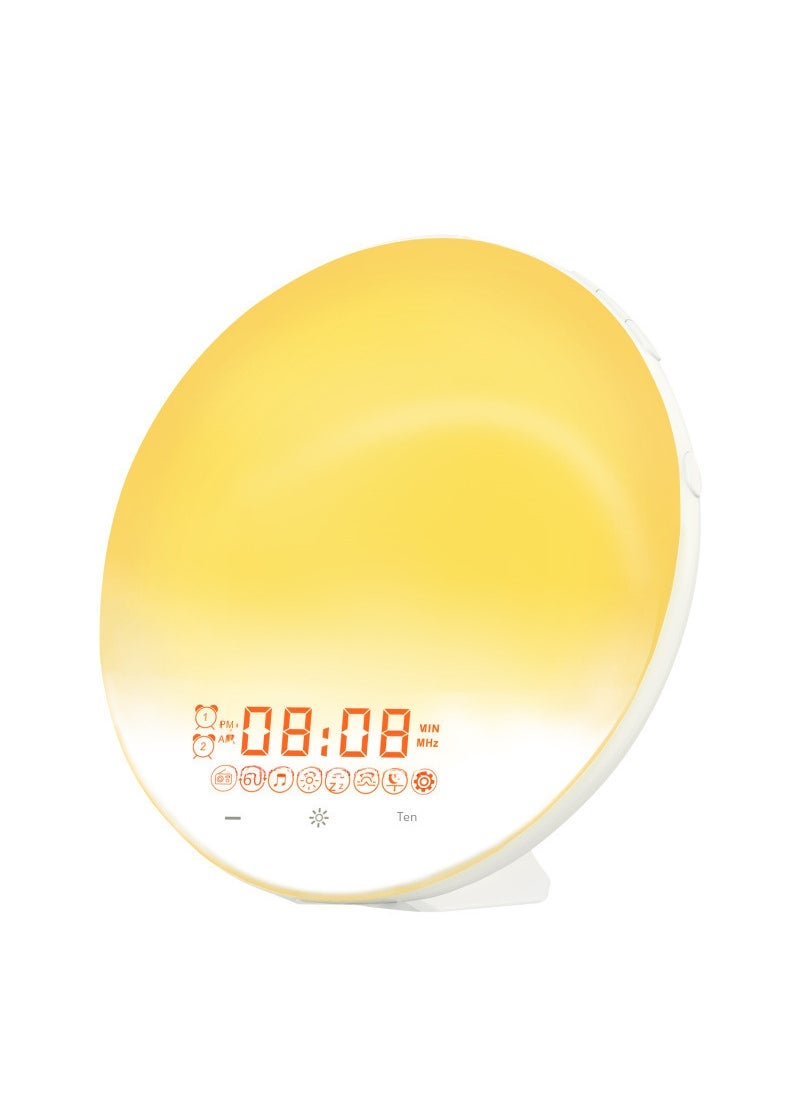 FM radio wake-up light alarm clock Sunrise Sunset get up sleep colorful atmosphere light white noise sleeping night light With British standard charger