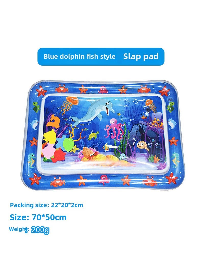 Cross-border Childrens Inflatable Pat Mat Baby Pat Water PVC Ocean Fish Climbing Water Mat Toy Baby Pat Cushion Blue Dolphin Fish