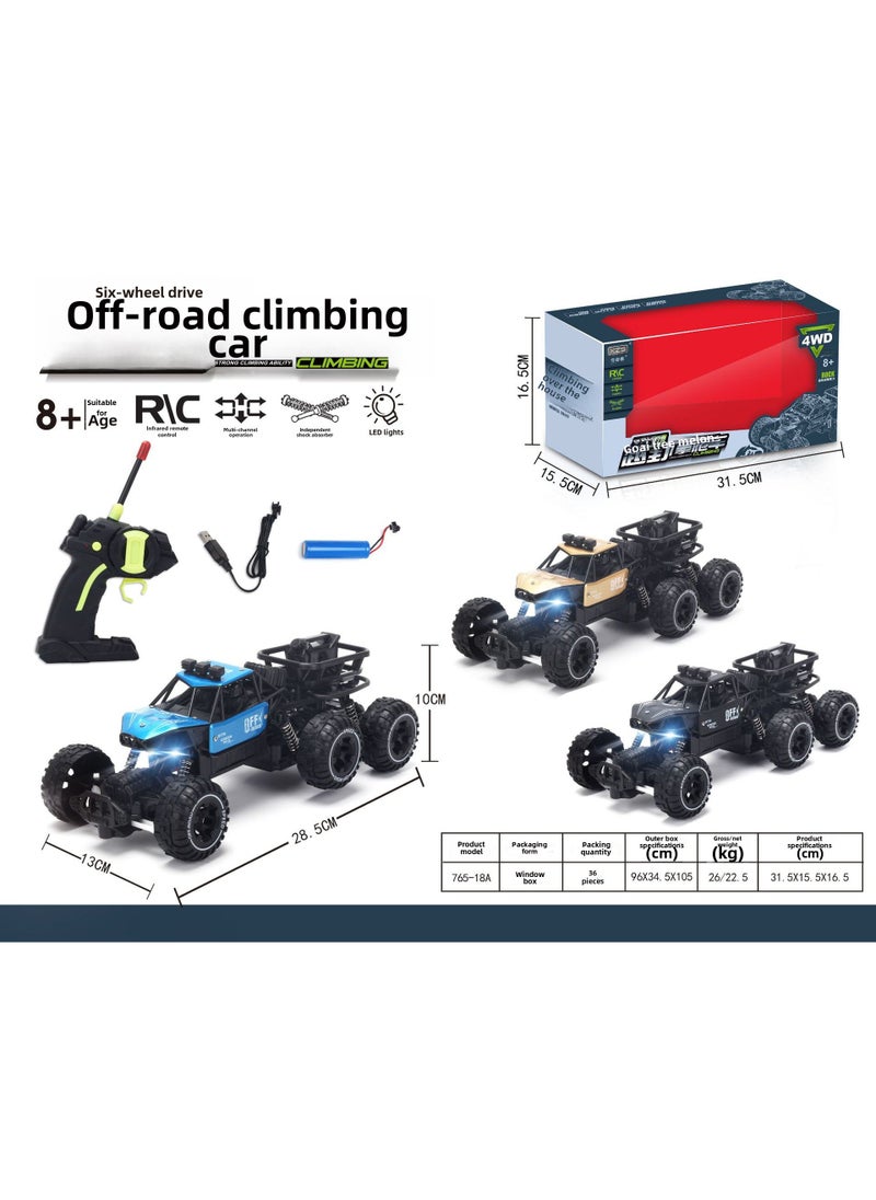 Cross-border alloy climbing car charging remote control car electric remote control off-road vehicle car boy children toy car 765-18A six-wheeled climbing car (charging version) 40mah