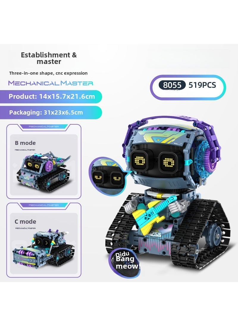Educational Robot Building Blocks Toy for Kids 8055 (new 3-variable cnc expression) assembled robot (handle remote control + mobile phone programming)