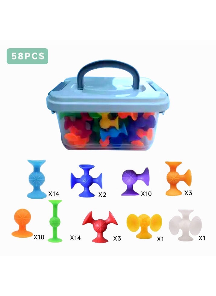 Silicone Soft Building Blocks Suction Music Sticky Music Childrens Educational Toys DIY Large Particle Building Blocks Sucker Toys 58 small square barrel