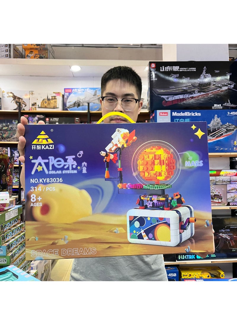 Rotating Solar System Building Blocks Set for Kids KY83036 Mars [314 particles] 42*7*30 lights