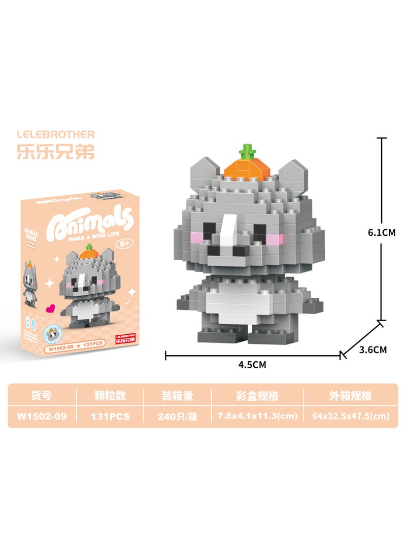 Mini Cartoon Animal Block Set for Kids Darling rhino 131