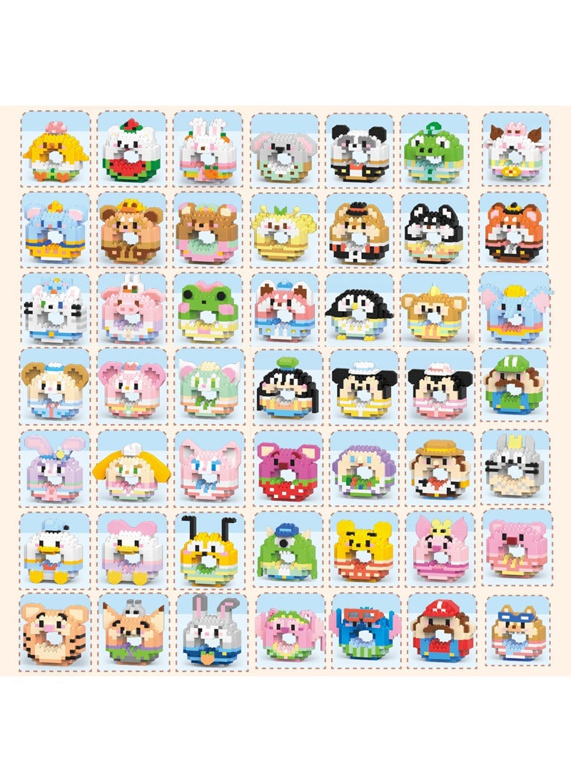 Cartoon Mini-Blocks Puzzle Toy for Kids 50 donuts random box