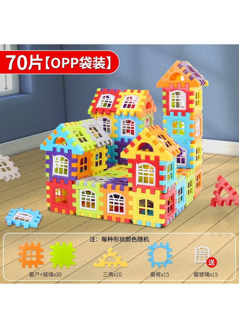 Kids Large Blocks Puzzle Building Toy bagged ⭐️ 70 pieces [with window + drawing]