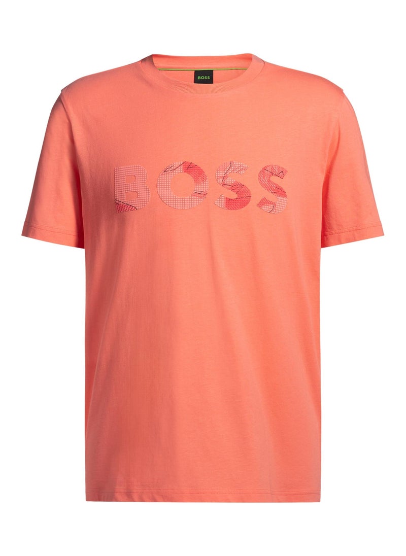 Cotton-jersey T-shirt with logo print