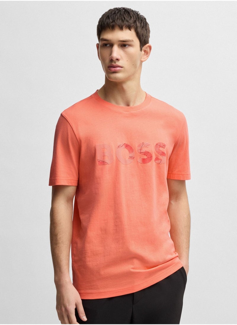 Cotton-jersey T-shirt with logo print