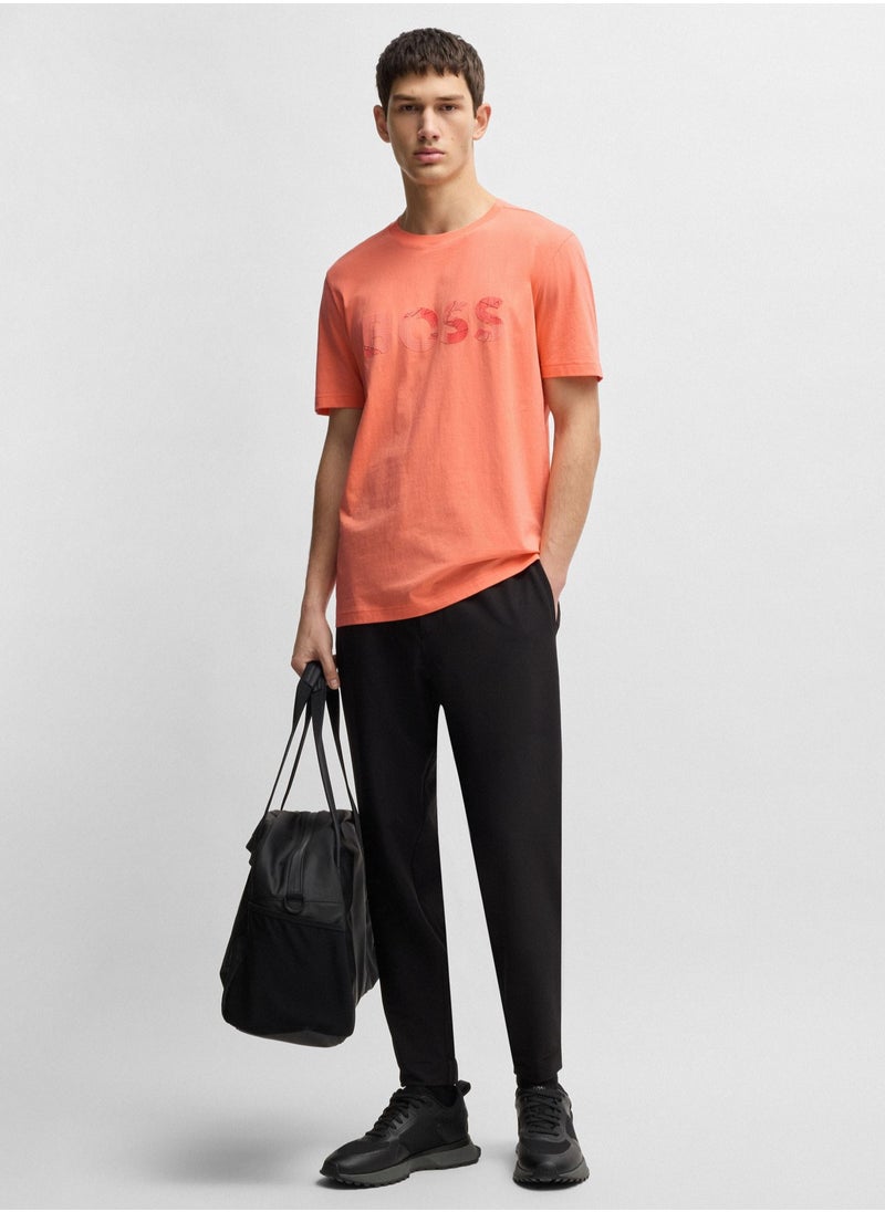 Cotton-jersey T-shirt with logo print