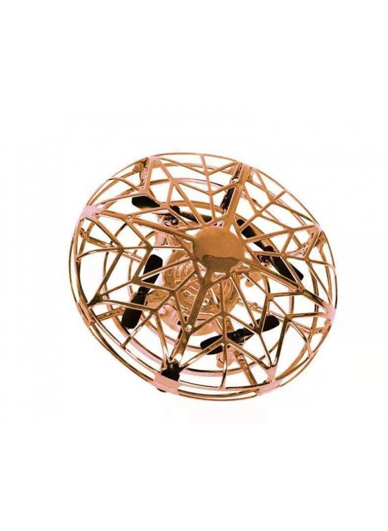 Gyro UFO Flying Spinner Light-Up Stress Relief Toy UFO net-shaped gold (with tumbling function)