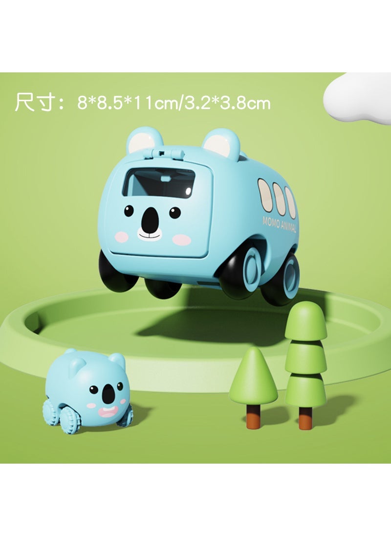 Cute Cartoon Animal Friction Toys for Kids 612-7 [Green Koala] Press to Eject Inertia bus