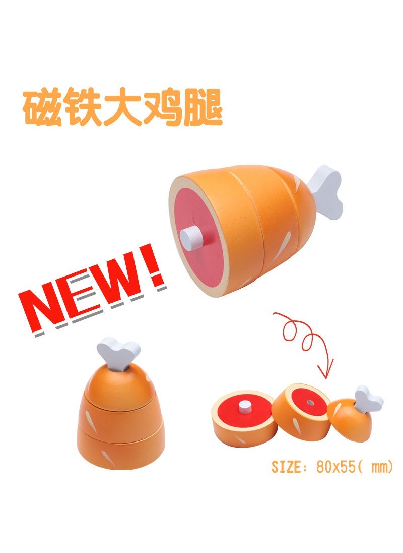 Wooden Magnetic Kids Kitchen Playset Big Chicken Leg