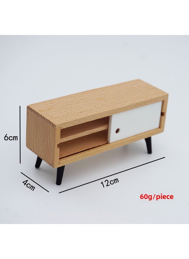Miniature Dollhouse Furniture Playset Toy White TV cabinet