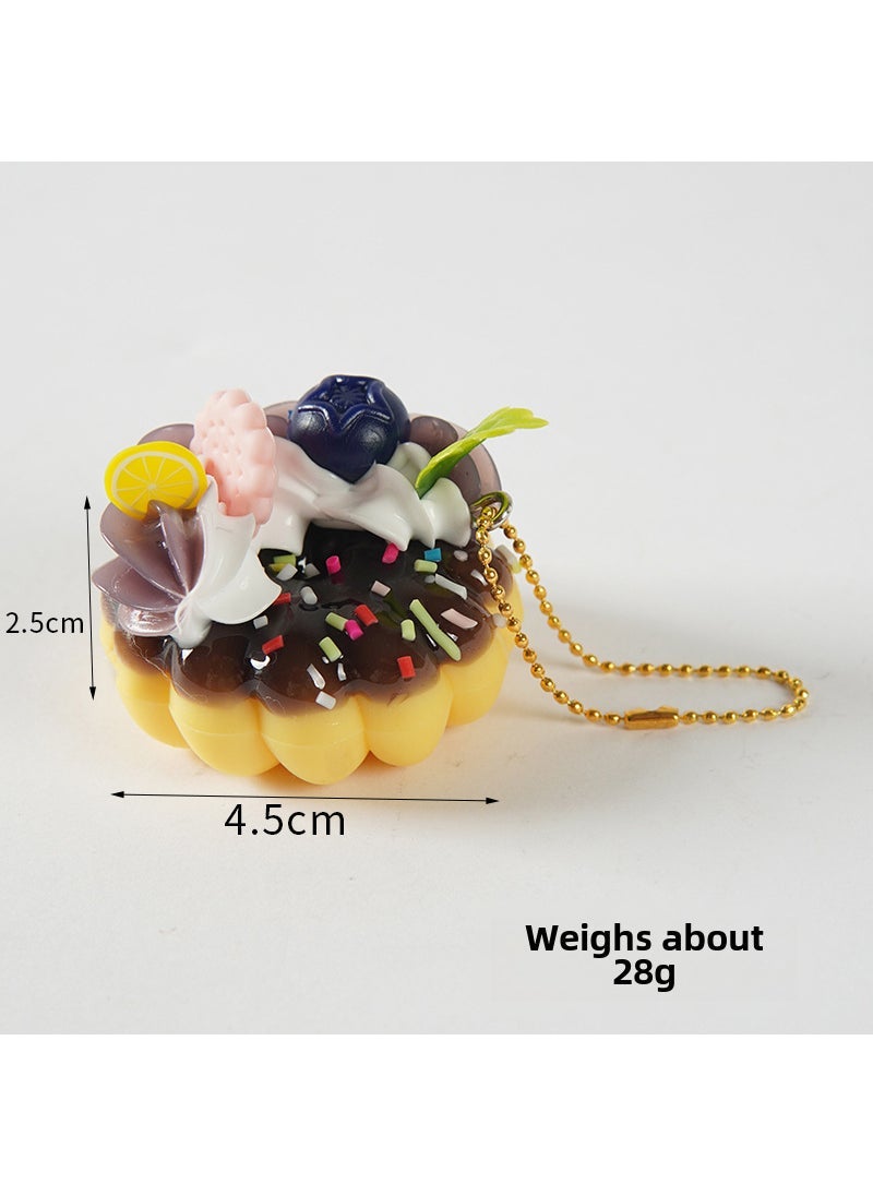 Simulated Fruit Doughnut Charm Large Size Black blueberry-gold bead chain
