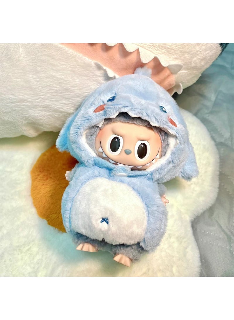 17cm Plush Cartoon Toy Set with Bag and Accessories Blue Shark (without baby)