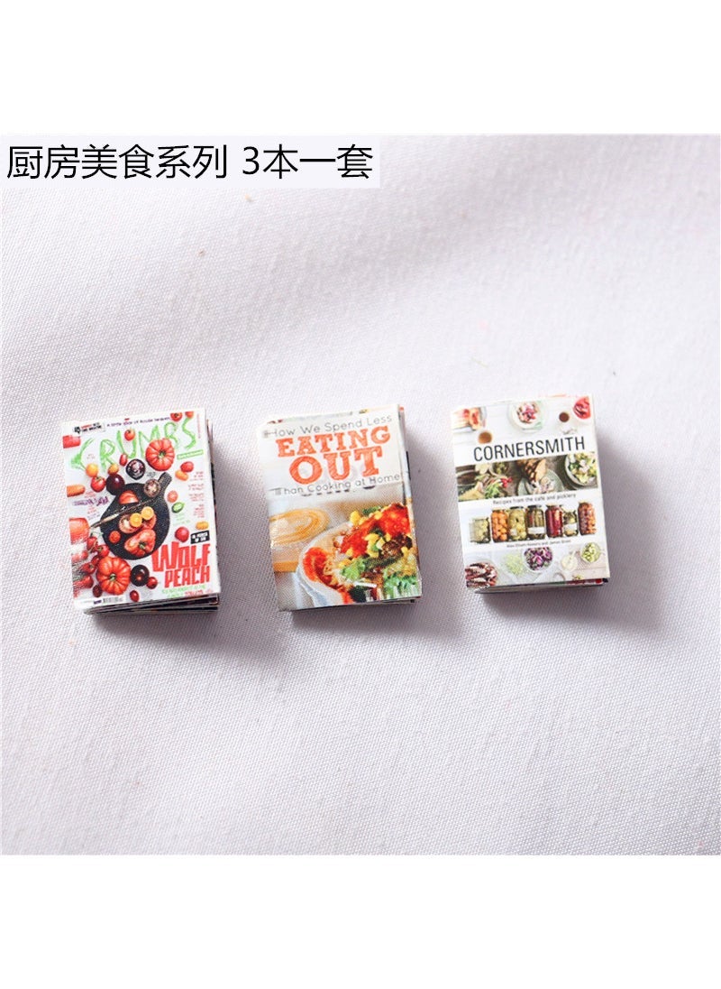 Dollhouse1:12 mini doll house pocket furniture accessories book BJD scene shooting props comic book Kitchen Gourmet Series 3