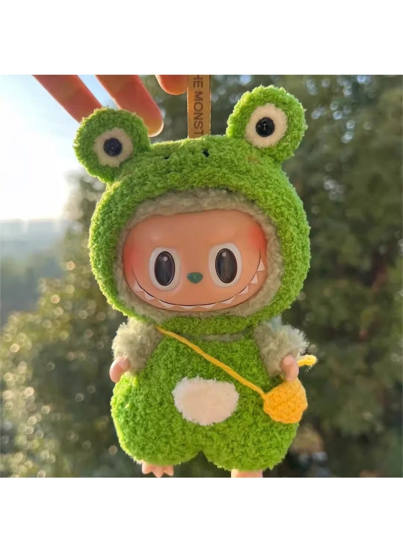 1 x 5 pcs Labubu 17cm Doll Clothes Blind Box Macaron Frog suit (without baby)