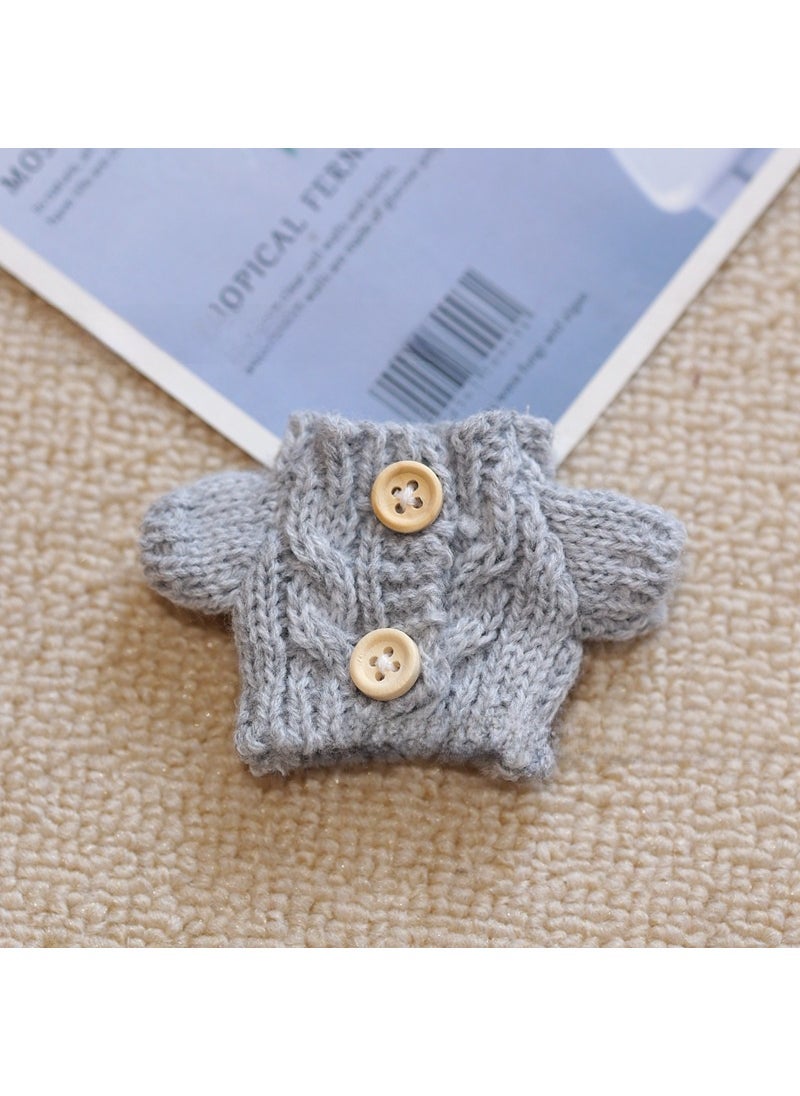 1 x 5 pcs Highland Knit Sweater Doll Accessory Grey [wooden buckle] sweater