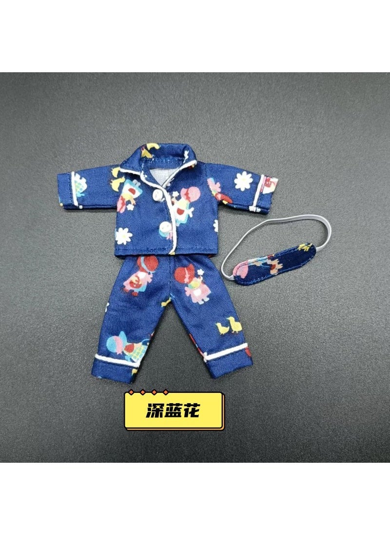 ob11 baby clothes pajamas ymy casual pajamas 12 points bjd doll clothes GSC underwear suit cotton baby clothes Dark blue flowers