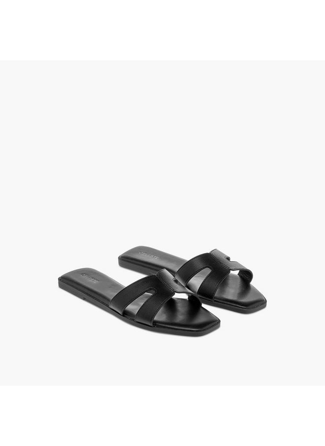Women's Textured Cutout Detail Slip-On Sandals