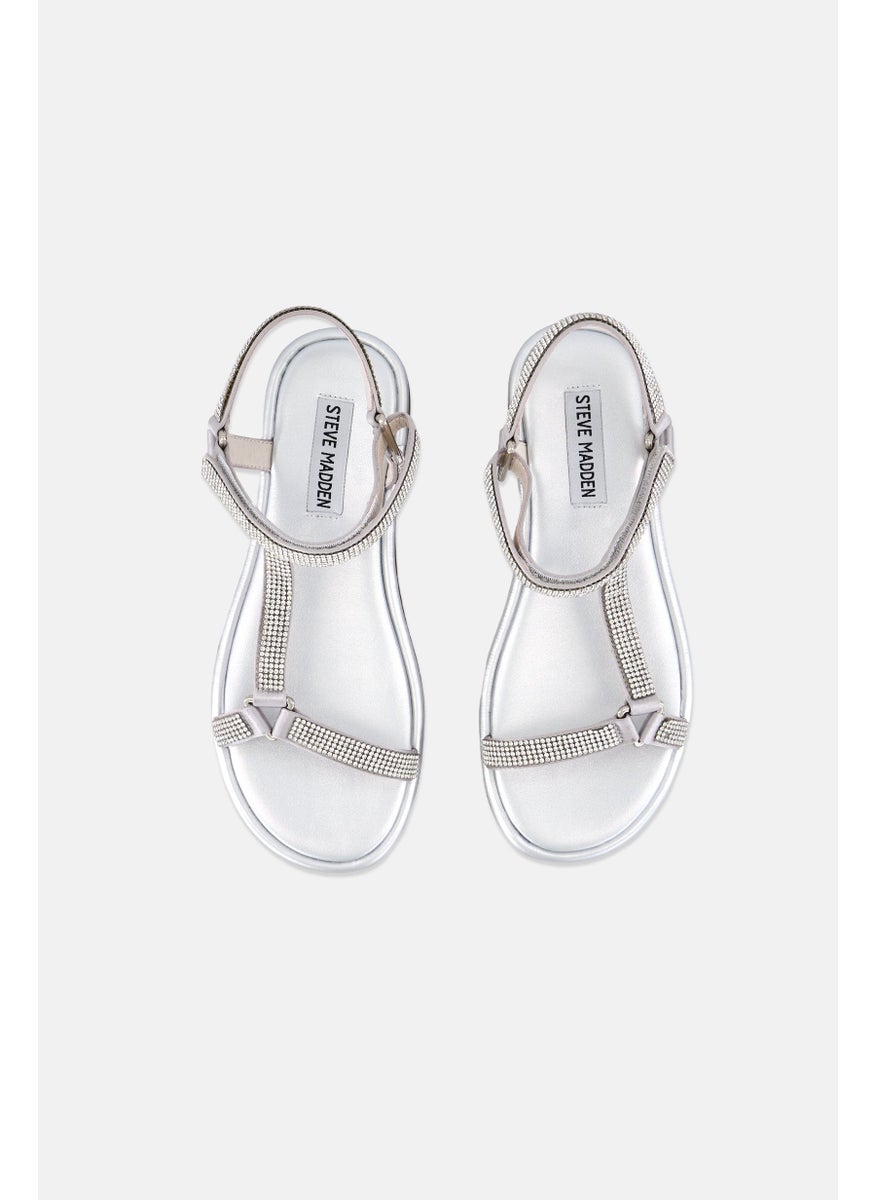 Women Fancifulfa Embellished Sandals, Silver
