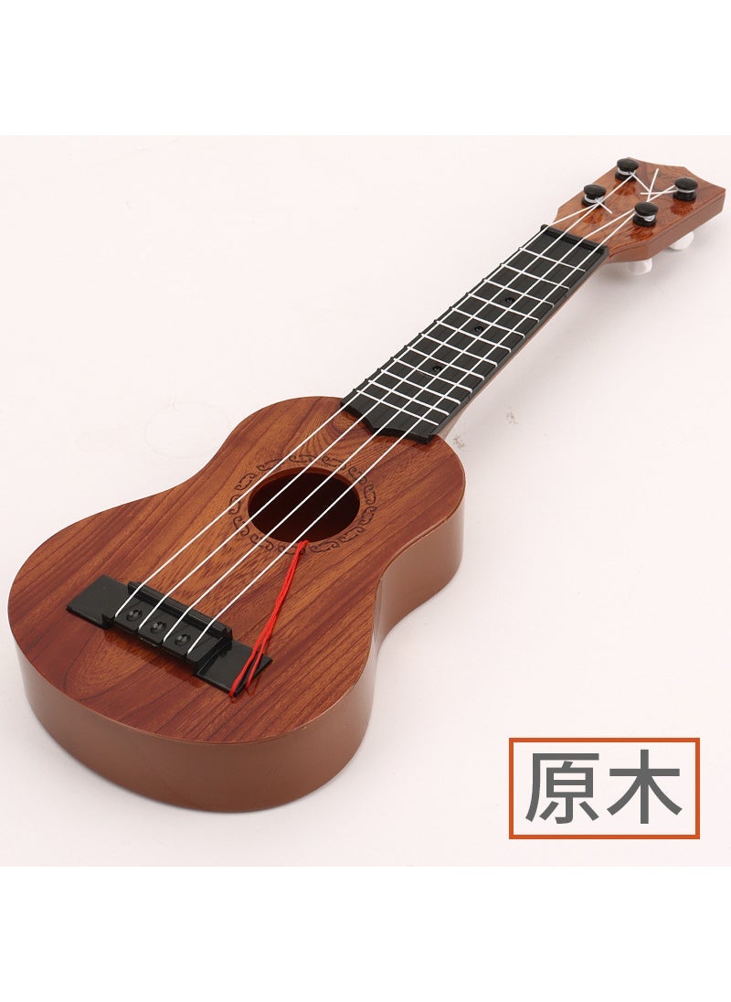 Kids Playable Ukulele Guitar Toy [35cm] log color ukulele + sheet music