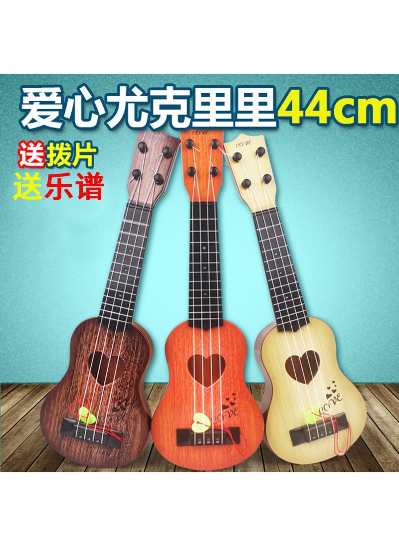 Kids Playable Ukulele Guitar Toy [44cm] khaki ukulele + sheet music