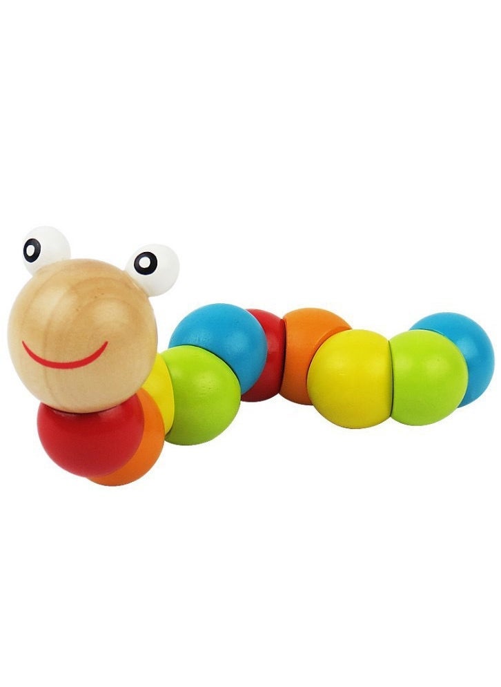 Eight-tone accordion infant early childhood musical instrument music Enlightenment hand-brain coordination interactive wooden toy June 1 gift Color Caterpillar