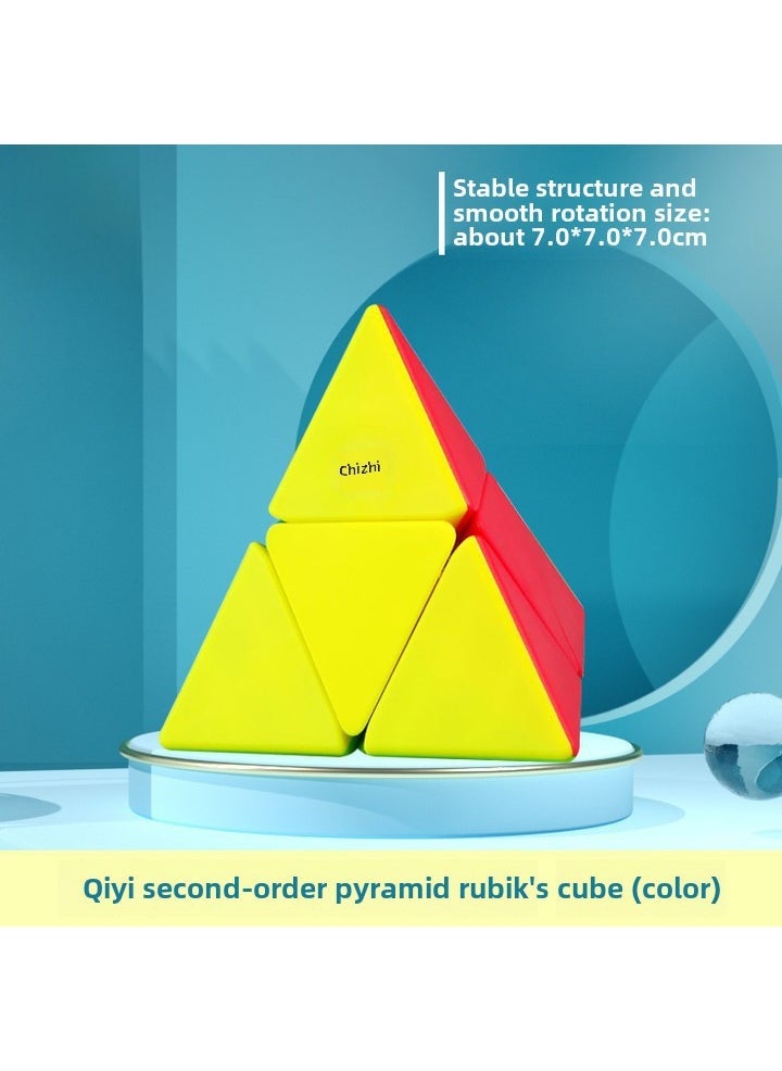 Qiyi Warriors Set Sail 2345 6 Pyramid Maple Leaf Rubiks Cube and Other Hot-selling Childrens Educational Early Education Toys Qiyi 2nd order pyramid (color)