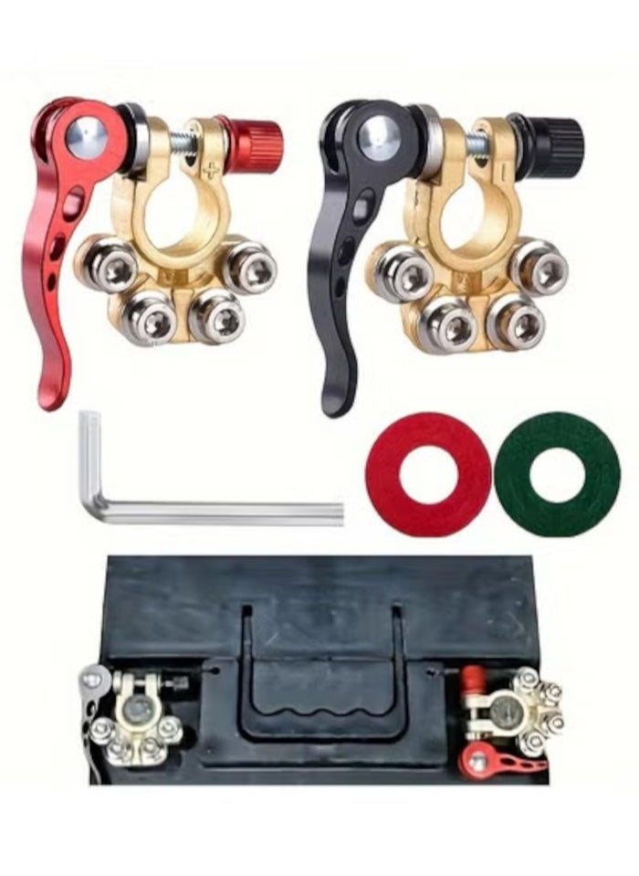 1pair Automotive brass power knob switch battery stake terminal clamp adapter leakproof