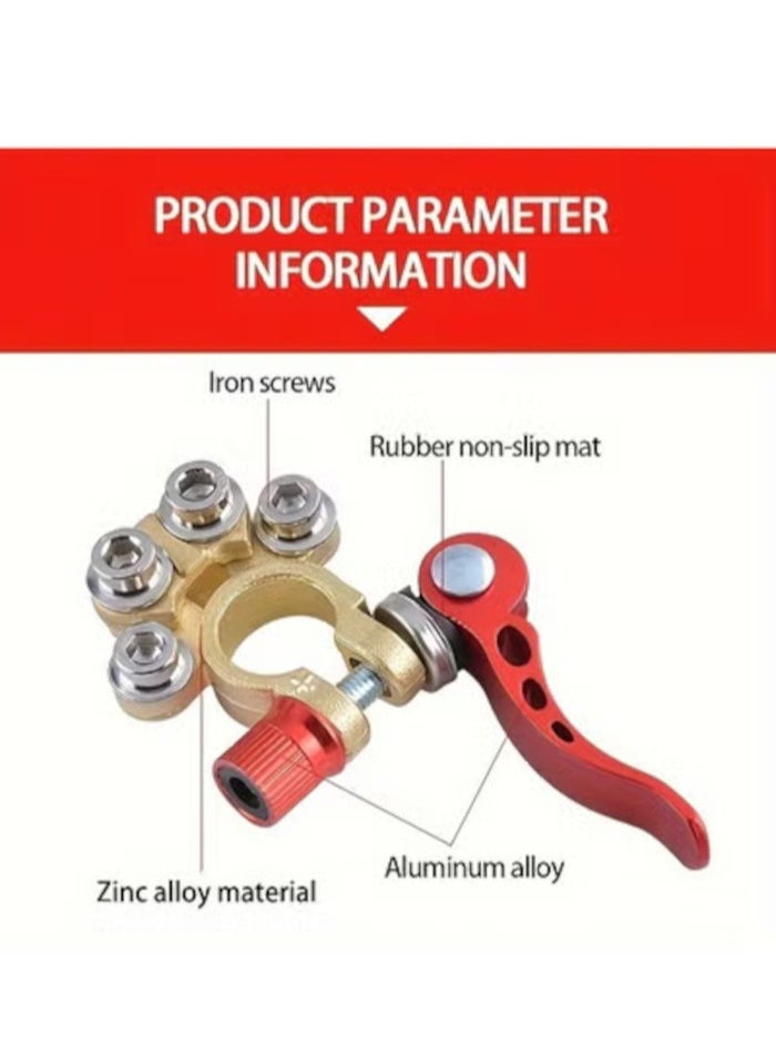 1pair Automotive brass power knob switch battery stake terminal clamp adapter leakproof