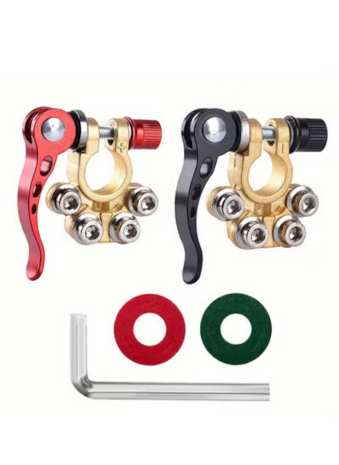 1pair Automotive brass power knob switch battery stake terminal clamp adapter leakproof