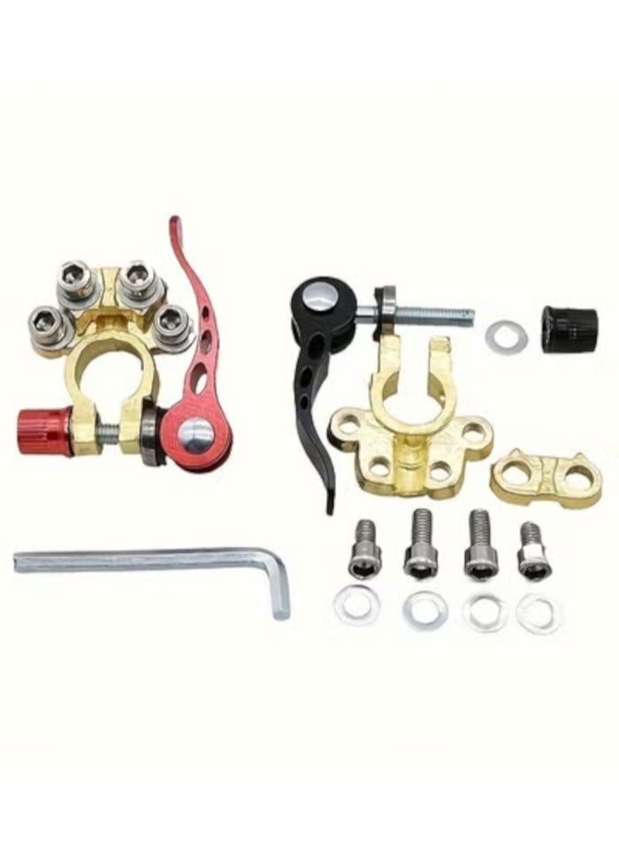 1pair Automotive brass power knob switch battery stake terminal clamp adapter leakproof