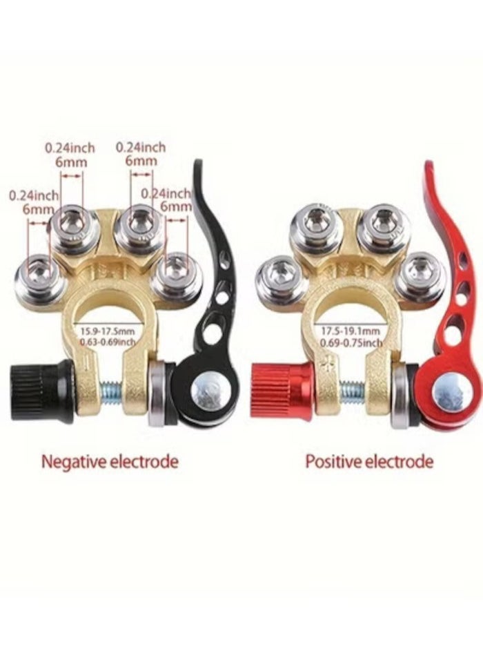 1pair Automotive brass power knob switch battery stake terminal clamp adapter leakproof