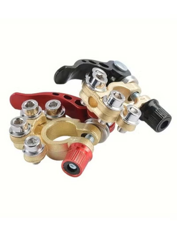 1pair Automotive brass power knob switch battery stake terminal clamp adapter leakproof