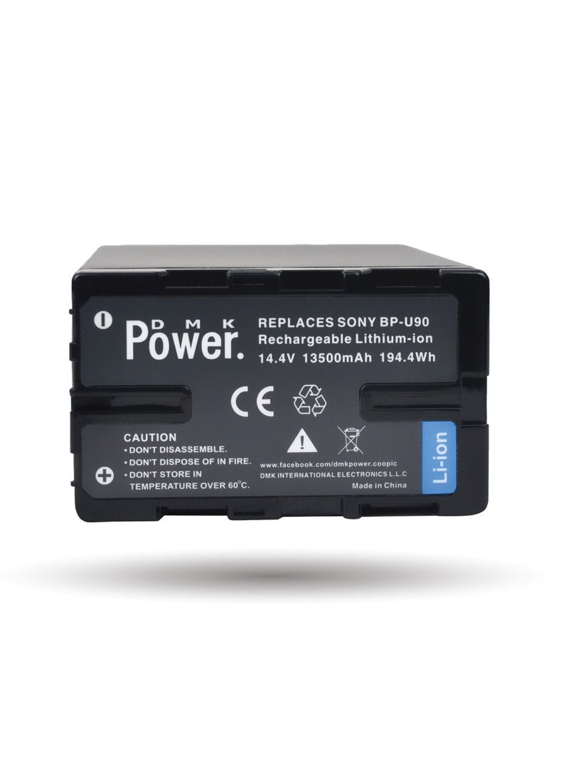 DMK Power BP-U90 Higher Capacity (13500mAh) Rechargeable Battery Compatible With Sony PMW-100, PMW-150, PMW-160, PMW-200, PMW-300, PMW-EX1, PMW-EX1R, PMW-EX3, PMW-EX160, etc., Camcorders