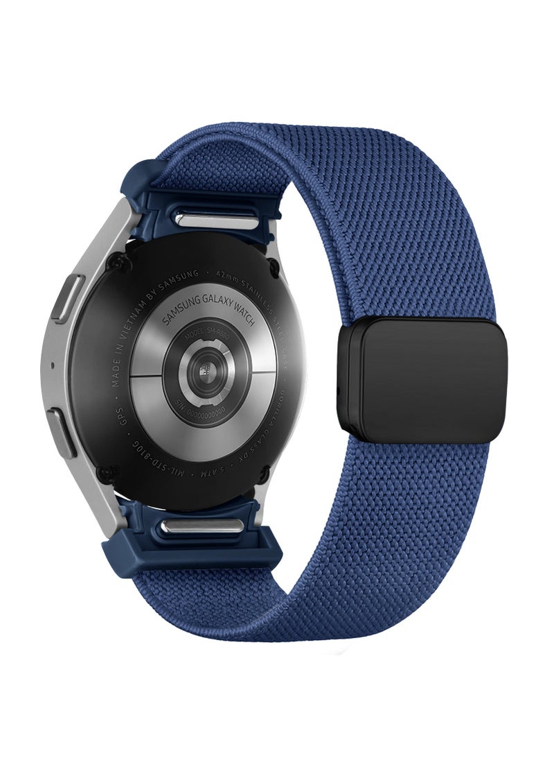 1 x 5 pcs Adjustable Elastic Nylon Strap for Samsung Watch4/5/6 20mm navy blue