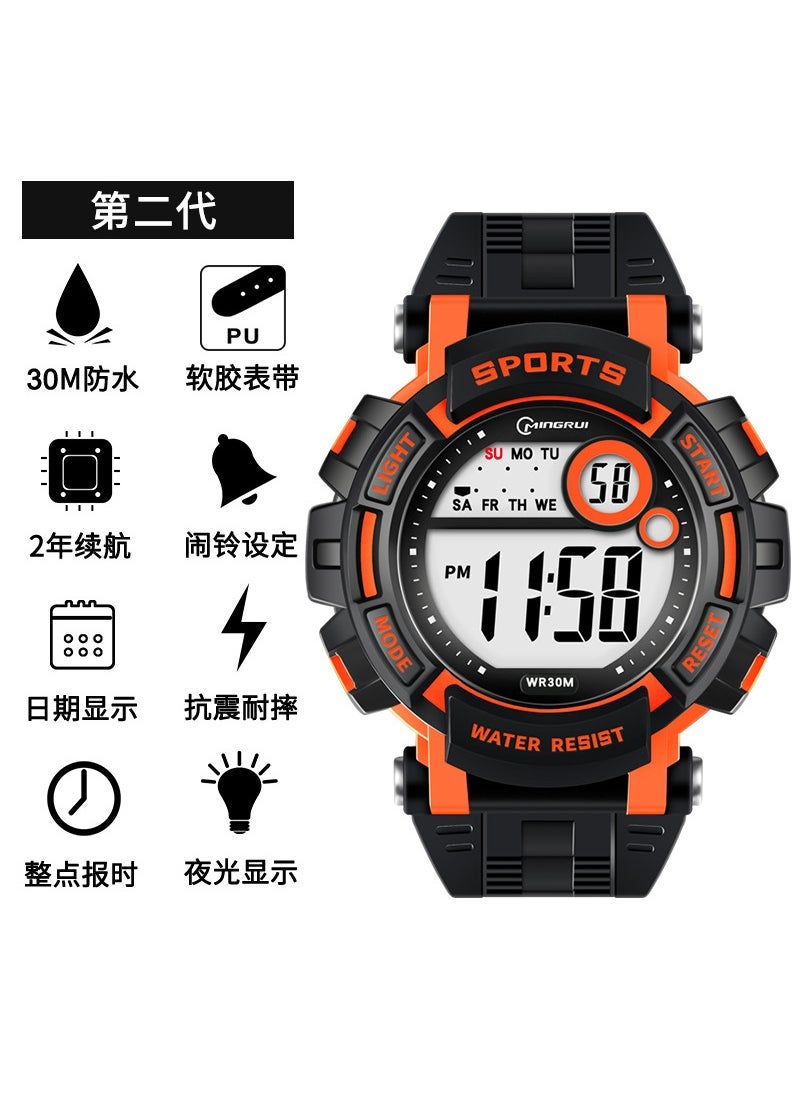 Waterproof Sports Digital Watch with EL Backlight for Men Orange 8102