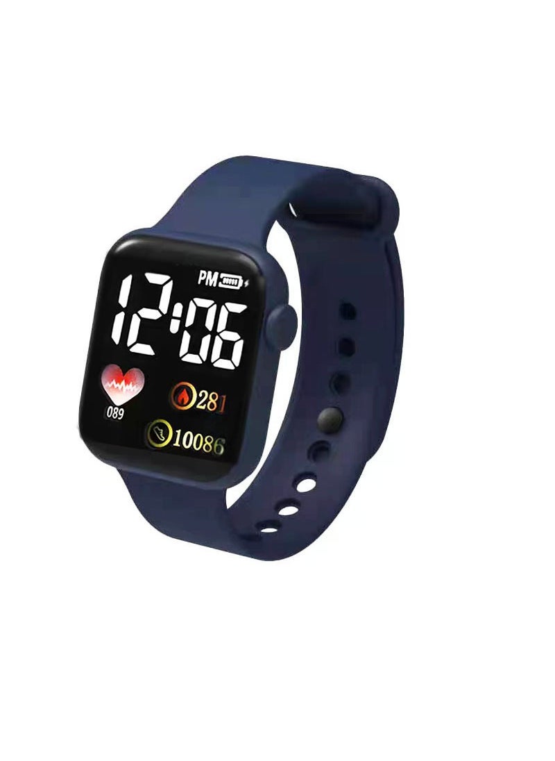 New Heart-Style LED Sports Watch for Kids and Couples Dark Blue