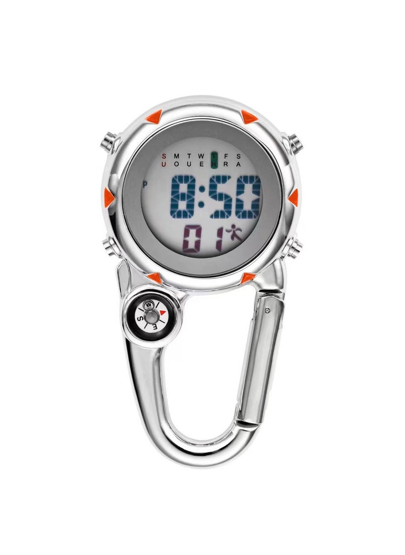 Mountaineering Buckle Watch Luminous Multifunctional Electronic Hang-up Watch Work Study Chronograph Alarm Clock Compass Waist Watch Electronic Watch Orange