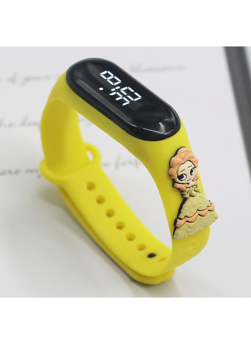 Waterproof cartoon girl boy bracelet electronic watch sports touch student meter 3 doll cute led electronic watch The Yellow Princess