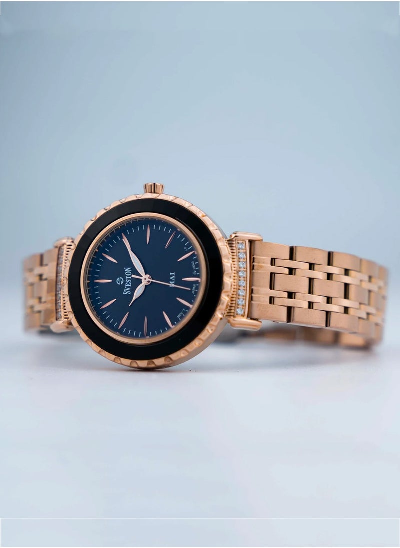 Women's Mai Analog Quartz Rose Gold Stainless Steel Watch SV 19040