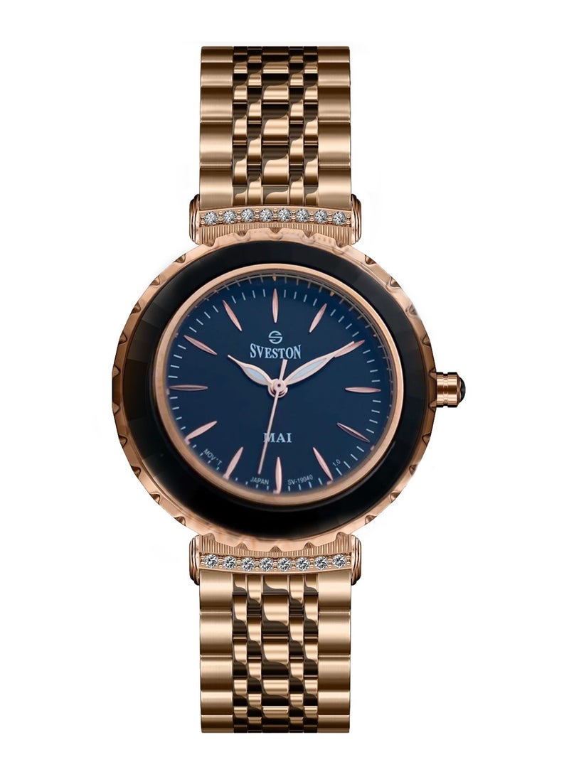 Women's Mai Analog Quartz Rose Gold Stainless Steel Watch SV 19040