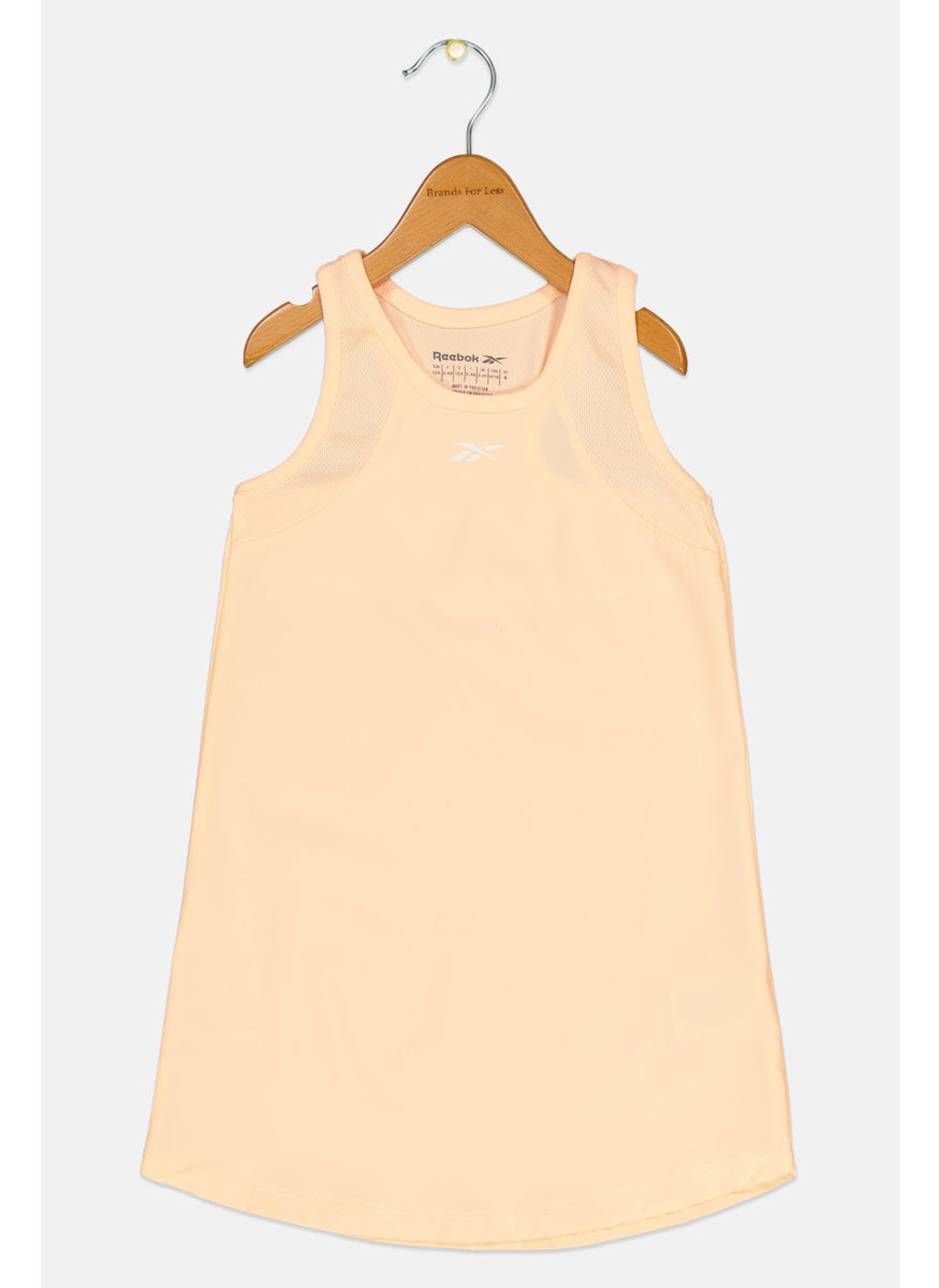Kids Girl Brand Logo Sleeveless Tank Top, Peach